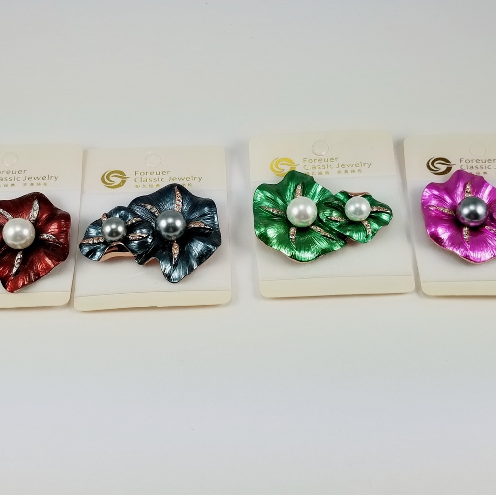 #wholesale price"# pearls leaves pin brooch